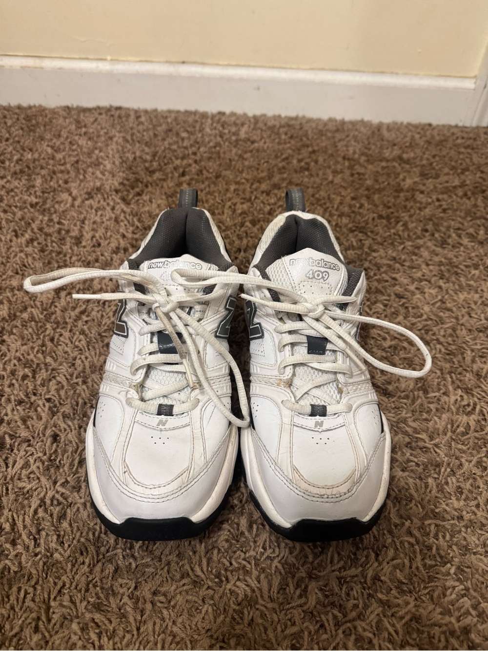 New Balance Kids White and Gray Lace-Up Sneakers